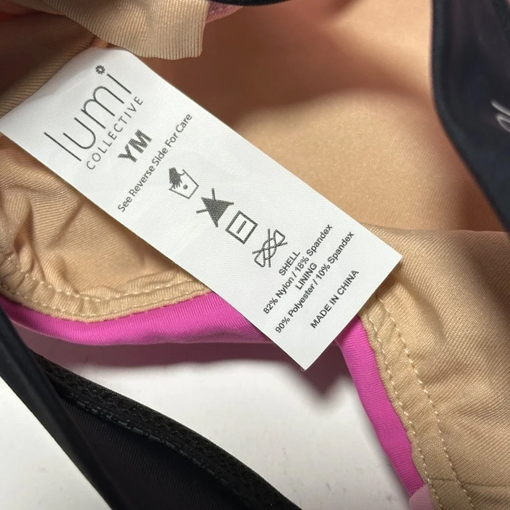 Pink Black Lumi Color Block colorblock Dance Crop Top CM